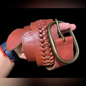Gap Leather Belt W/braided Details Sz Xs